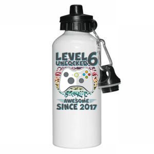 Level 6 Unlocked Awesome Since 2017 Gamer Birthday Aluminum Water Bottle