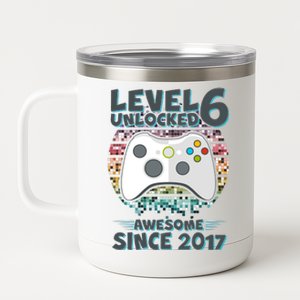 Level 6 Unlocked Awesome Since 2017 Gamer Birthday 12 oz Stainless Steel Tumbler Cup