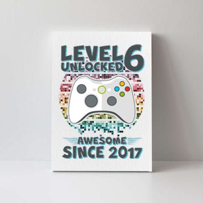 Level 6 Unlocked Awesome Since 2017 Gamer Birthday Canvas