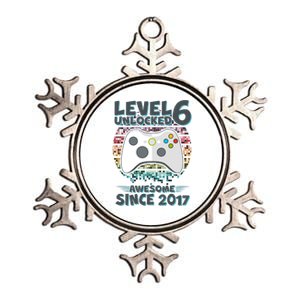 Level 6 Unlocked Awesome Since 2017 Gamer Birthday Metallic Star Ornament