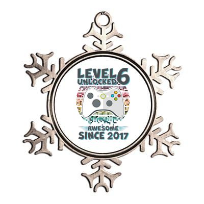 Level 6 Unlocked Awesome Since 2017 Gamer Birthday Metallic Star Ornament