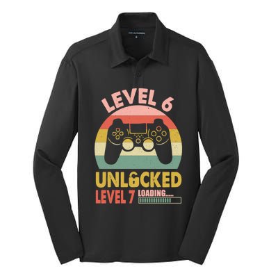 Level 6 Unlocked Level 7 Loading Funny 6 Birthday Gamer Cool Gift Silk Touch Performance Long Sleeve Polo