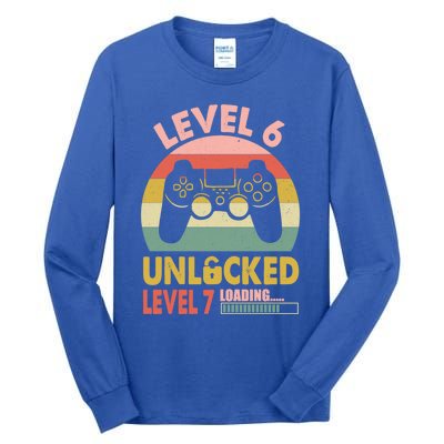 Level 6 Unlocked Level 7 Loading Funny 6 Birthday Gamer Cool Gift Tall Long Sleeve T-Shirt