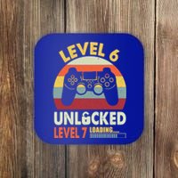 Level 6 Unlocked Level 7 Loading Vintage 6th Birthday Gaming Cool Gift Coaster