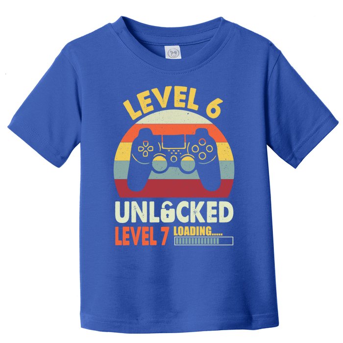 Level 6 Unlocked Level 7 Loading Vintage 6th Birthday Gaming Cool Gift Toddler T-Shirt