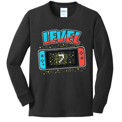 Level 7 Birthday 7 Years Old Video Games Gift Kids Long Sleeve Shirt