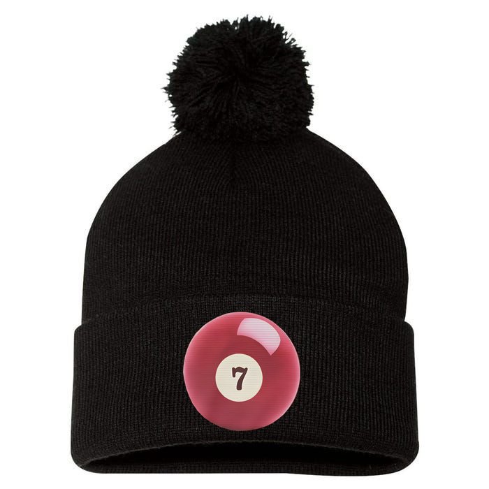 Lucky 7 Ball Graphic Baby Pom Pom 12in Knit Beanie