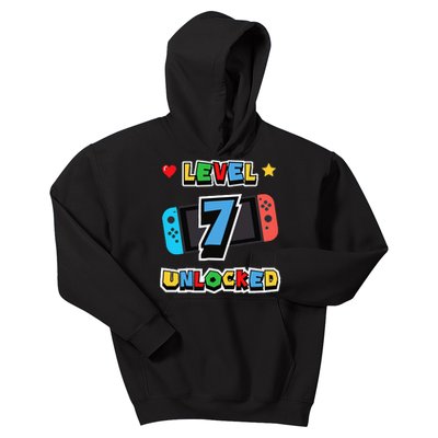 Level 7 Unlocked 7th Birthday Kids Video Game 7 Years Old Kids Hoodie