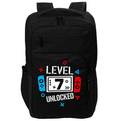 Level 7 Unlocked Birthday, 7th Birthday Boy Gamer, 7 Years Old Gamer Impact Tech Backpack