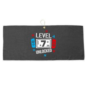 Level 7 Unlocked Birthday, 7th Birthday Boy Gamer, 7 Years Old Gamer Large Microfiber Waffle Golf Towel