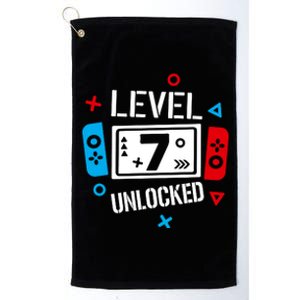 Level 7 Unlocked Birthday, 7th Birthday Boy Gamer, 7 Years Old Gamer Platinum Collection Golf Towel