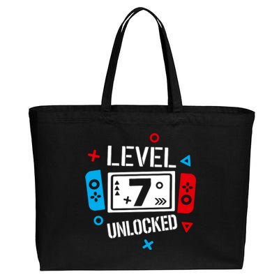 Level 7 Unlocked Birthday, 7th Birthday Boy Gamer, 7 Years Old Gamer Cotton Canvas Jumbo Tote