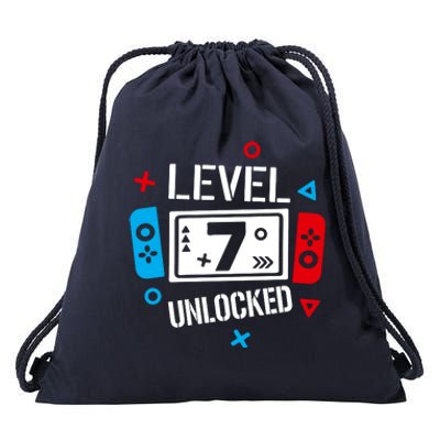 Level 7 Unlocked Birthday, 7th Birthday Boy Gamer, 7 Years Old Gamer Drawstring Bag