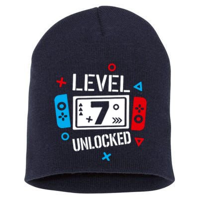 Level 7 Unlocked Birthday, 7th Birthday Boy Gamer, 7 Years Old Gamer Short Acrylic Beanie