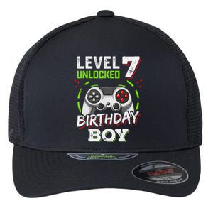 Level 7 Unlocked Birthday Boy Video Gamer Level Up Flexfit Unipanel Trucker Cap