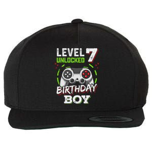 Level 7 Unlocked Birthday Boy Video Gamer Level Up Wool Snapback Cap