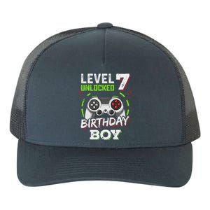 Level 7 Unlocked Birthday Boy Video Gamer Level Up Yupoong Adult 5-Panel Trucker Hat