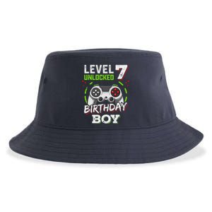 Level 7 Unlocked Birthday Boy Video Gamer Level Up Sustainable Bucket Hat