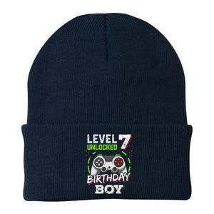 Level 7 Unlocked Birthday Boy Video Gamer Level Up Knit Cap Winter Beanie