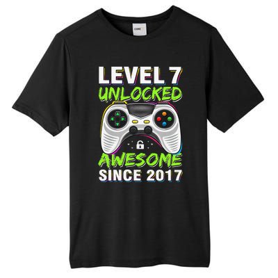 Level 7 Unlocked Awesome Since 2017 7th Birthday Gaming Tall Fusion ChromaSoft Performance T-Shirt