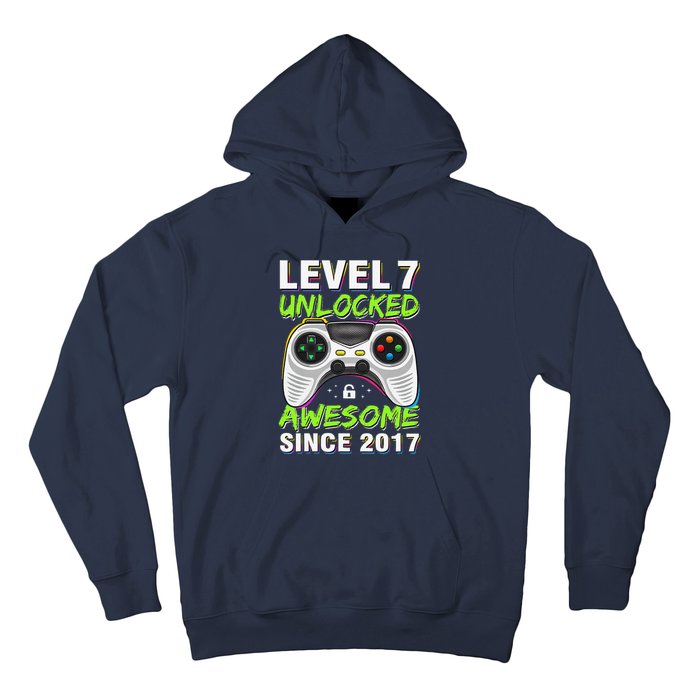 Level 7 Unlocked Awesome Since 2017 7th Birthday Gaming Hoodie