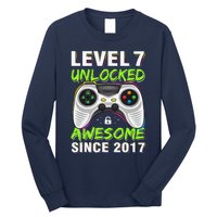 Level 7 Unlocked Awesome Since 2017 7th Birthday Gaming Long Sleeve Shirt