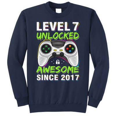 Level 7 Unlocked Awesome Since 2017 7th Birthday Gaming Sweatshirt