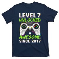 Level 7 Unlocked Awesome Since 2017 7th Birthday Gaming T-Shirt