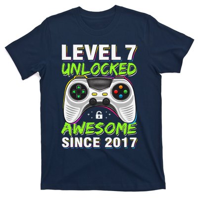 Level 7 Unlocked Awesome Since 2017 7th Birthday Gaming T-Shirt