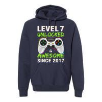 Level 7 Unlocked Awesome Since 2017 7th Birthday Gaming Premium Hoodie