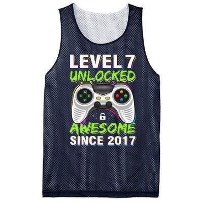 Level 7 Unlocked Awesome Since 2017 7th Birthday Gaming Mesh Reversible Basketball Jersey Tank