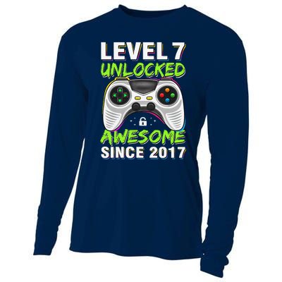 Level 7 Unlocked Awesome Since 2017 7th Birthday Gaming Cooling Performance Long Sleeve Crew