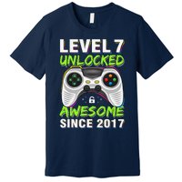 Level 7 Unlocked Awesome Since 2017 7th Birthday Gaming Premium T-Shirt