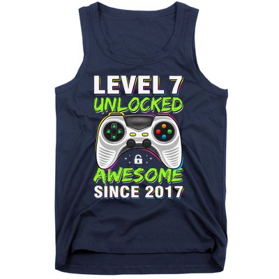 Level 7 Unlocked Awesome Since 2017 7th Birthday Gaming Tank Top