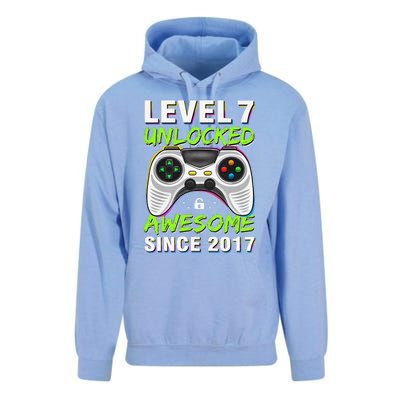 Level 7 Unlocked Awesome Since 2017 7th Birthday Gaming Unisex Surf Hoodie