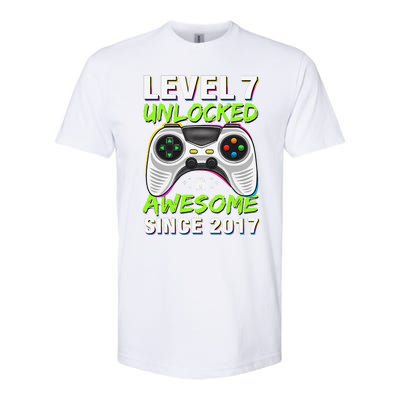 Level 7 Unlocked Awesome Since 2017 7th Birthday Gaming Softstyle CVC T-Shirt