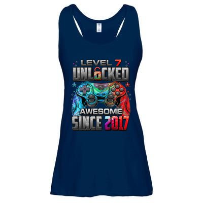 Level 7 Unlocked Awesome Since 2017 7th Birthday Gaming Ladies Essential Flowy Tank