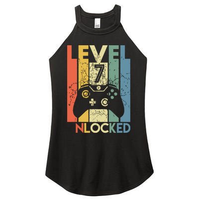 Level 7 Unlocked Funny Video Gamer 7th Birthday Gift Women's Perfect Tri Rocker Tank