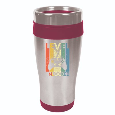 Level 7 Unlocked Funny Video Gamer 7th Birthday Gift 16oz Travel Tumbler