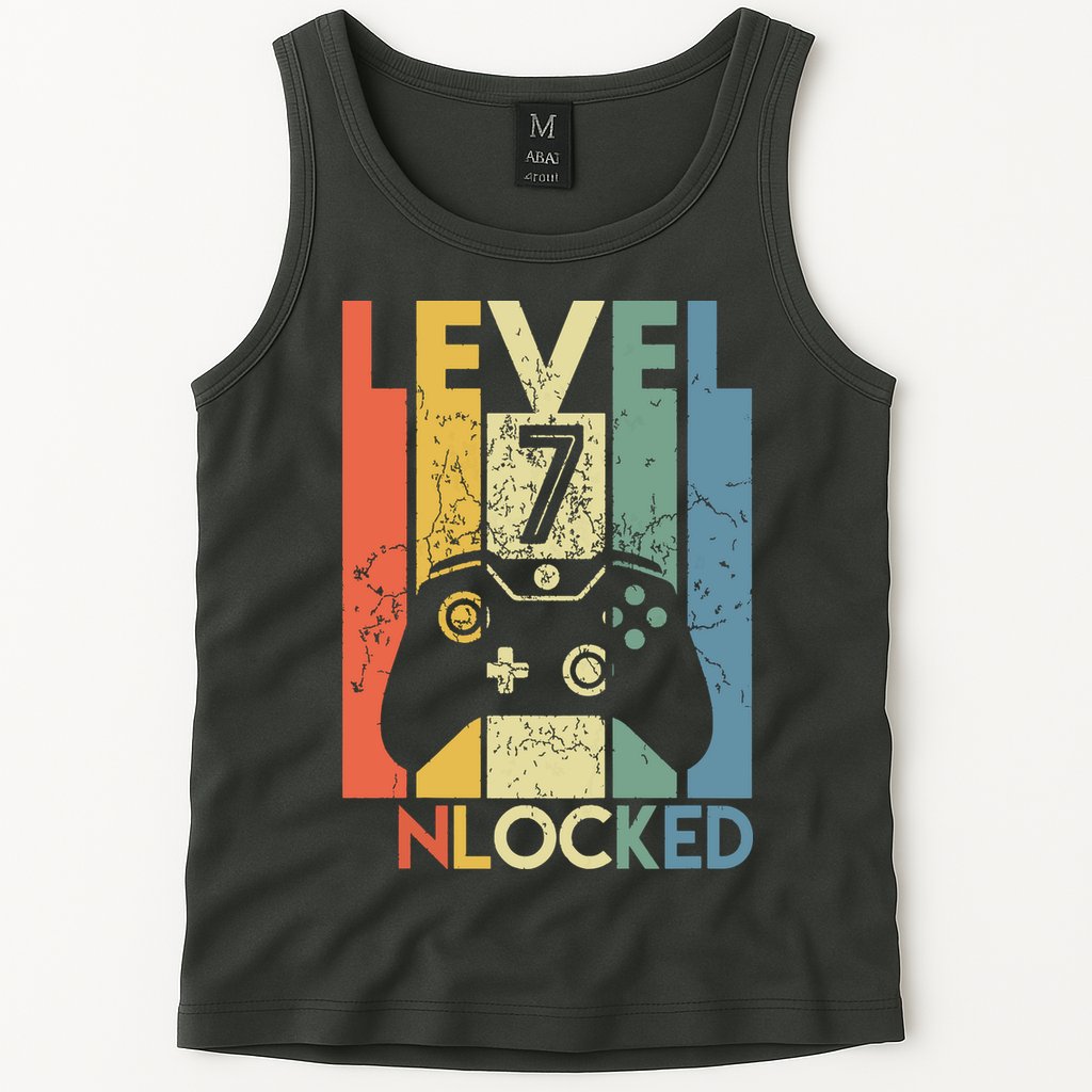 Level 7 Unlocked Funny Video Gamer 7th Birthday Gift Tank Top