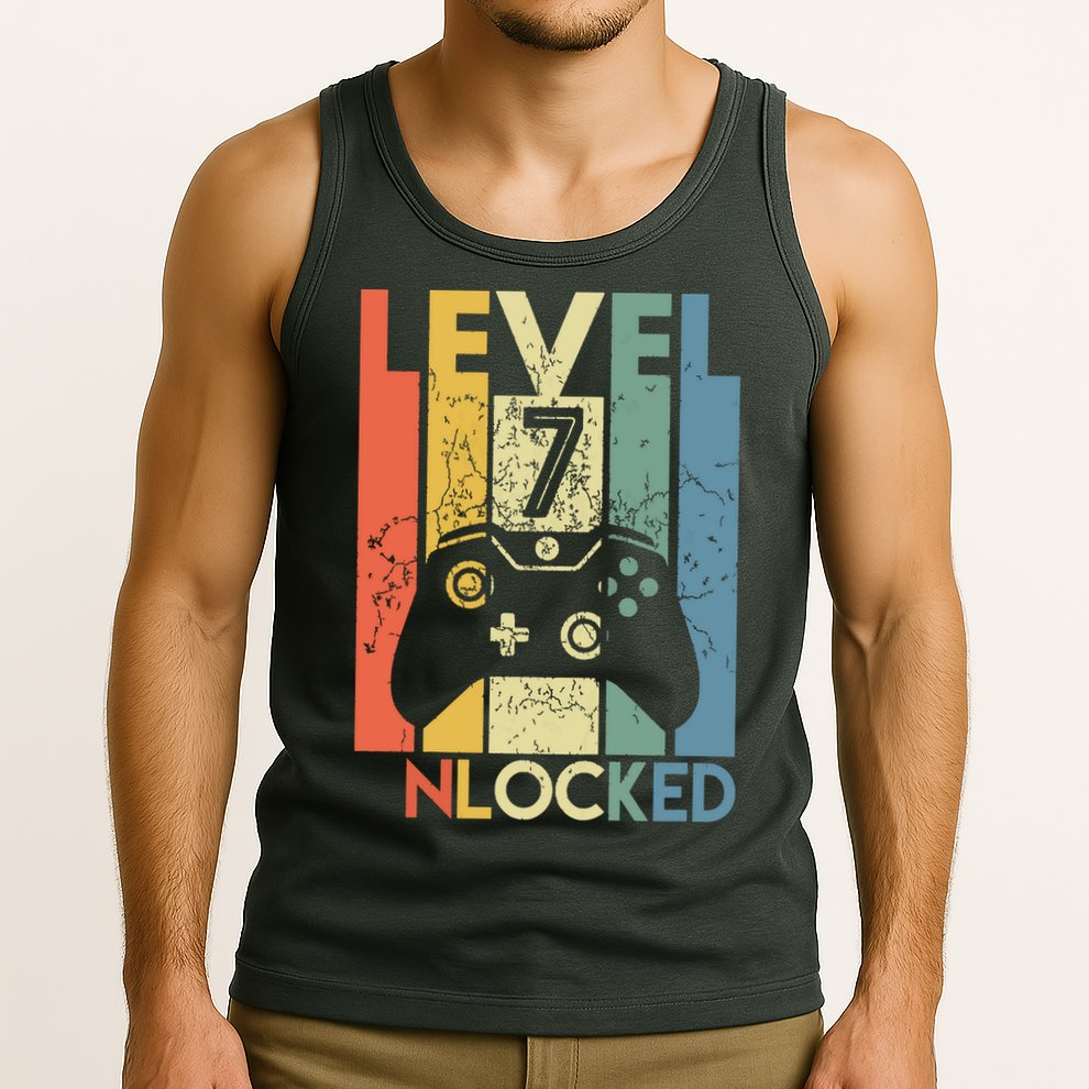 Level 7 Unlocked Funny Video Gamer 7th Birthday Gift Tank Top