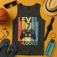 Level 7 Unlocked Funny Video Gamer 7th Birthday Gift Tank Top