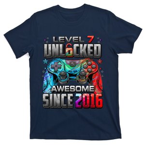 Level 7 Unlocked Awesome Since 2016 7th Birthday Gaming T-Shirt