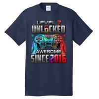 Level 7 Unlocked Awesome Since 2016 7th Birthday Gaming Tall T-Shirt