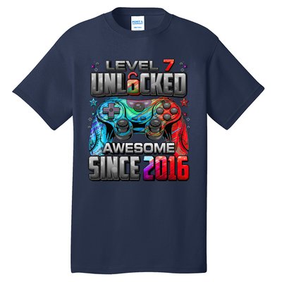 Level 7 Unlocked Awesome Since 2016 7th Birthday Gaming Tall T-Shirt