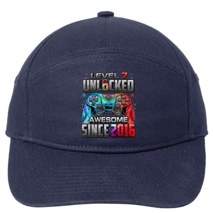 Level 7 Unlocked Awesome Since 2016 7th Birthday Gaming 7-Panel Snapback Hat