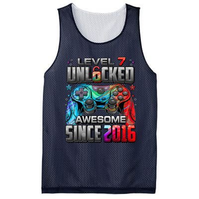 Level 7 Unlocked Awesome Since 2016 7th Birthday Gaming Mesh Reversible Basketball Jersey Tank