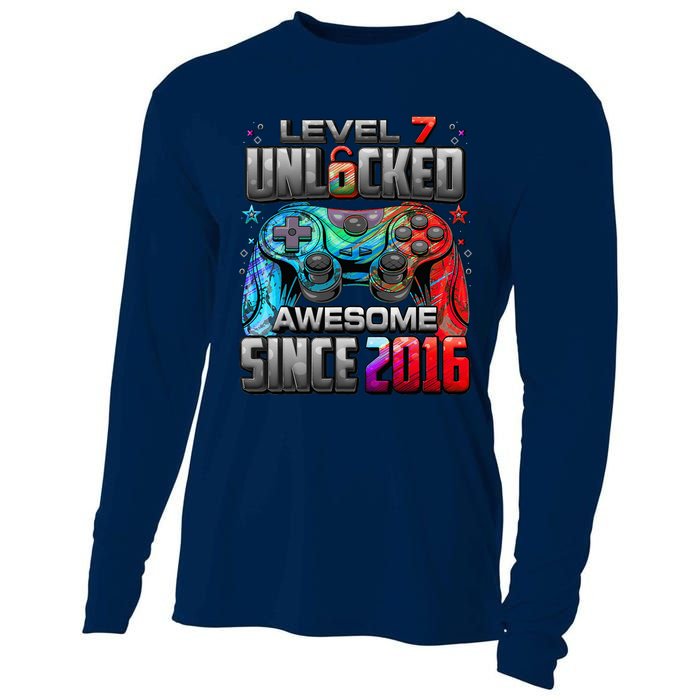 Level 7 Unlocked Awesome Since 2016 7th Birthday Gaming Cooling Performance Long Sleeve Crew