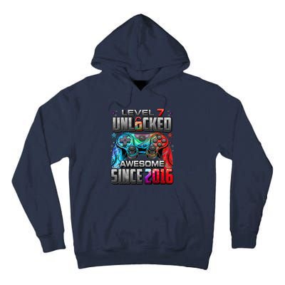 Level 7 Unlocked Awesome Since 2016 7th Birthday Gaming Tall Hoodie