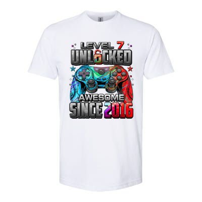 Level 7 Unlocked Awesome Since 2016 7th Birthday Gaming Softstyle CVC T-Shirt